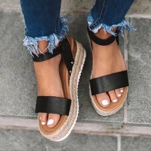 Black Strap Espadrilles Size 7